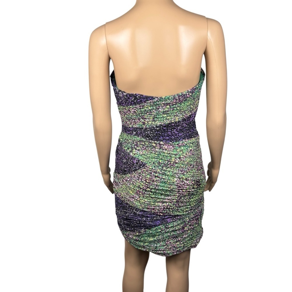 BCBGMaxAzria Sweetheart Bodycon Strapless Green Purple Dress Size 8 - Picture 3 of 10
